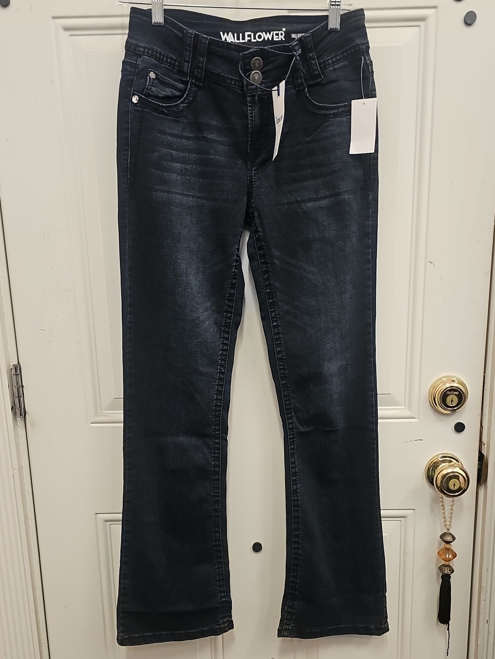 Wallflower Women's Black/Dark Wash Bootcut Jeans